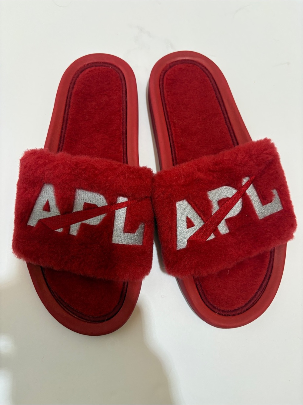 APL Red Plush Slide Sandals size 9
